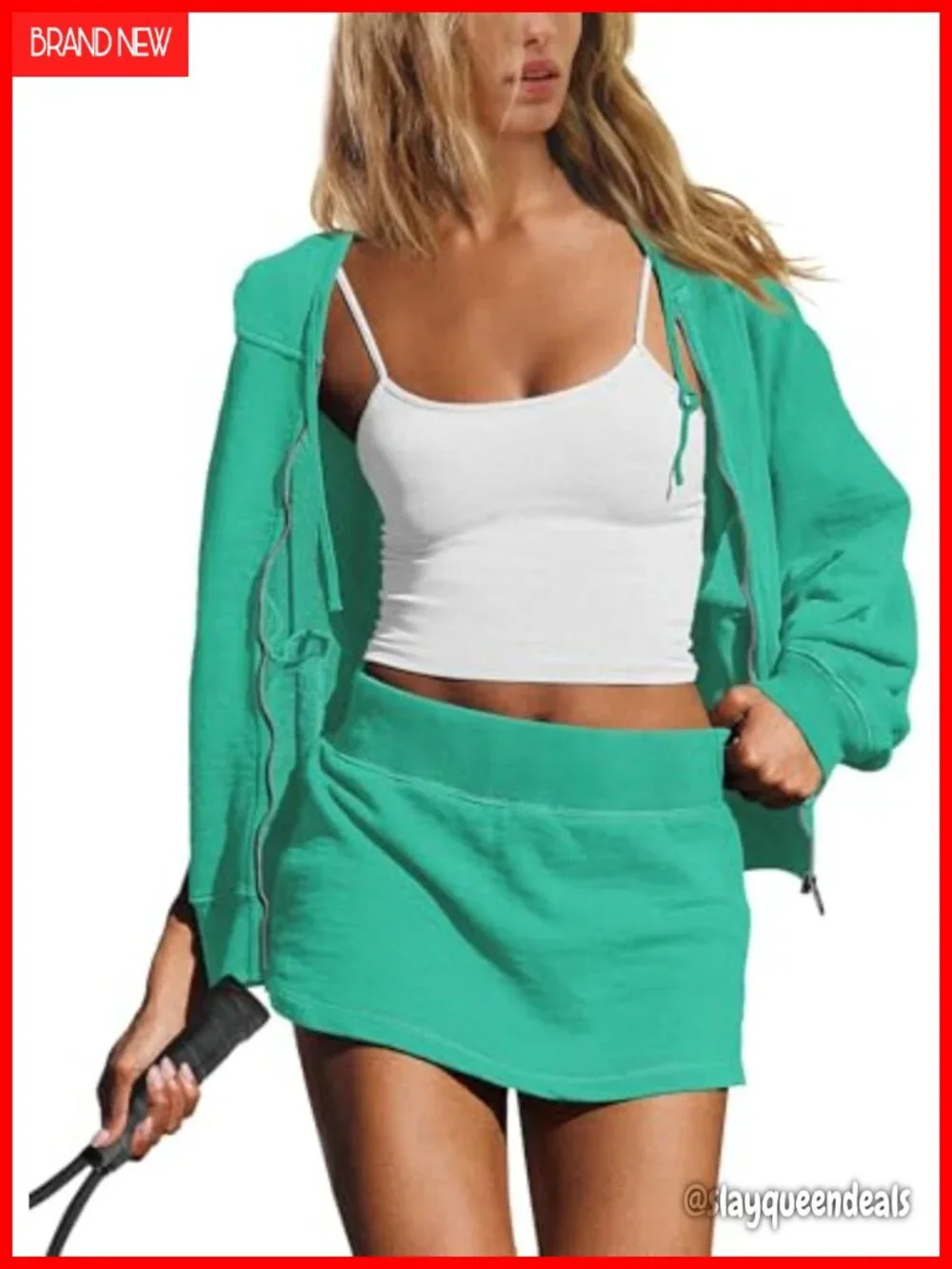 2 Piece Workout Set Zip Up Hoodie and Skirt Gym Outfits Lounge Matching Sets